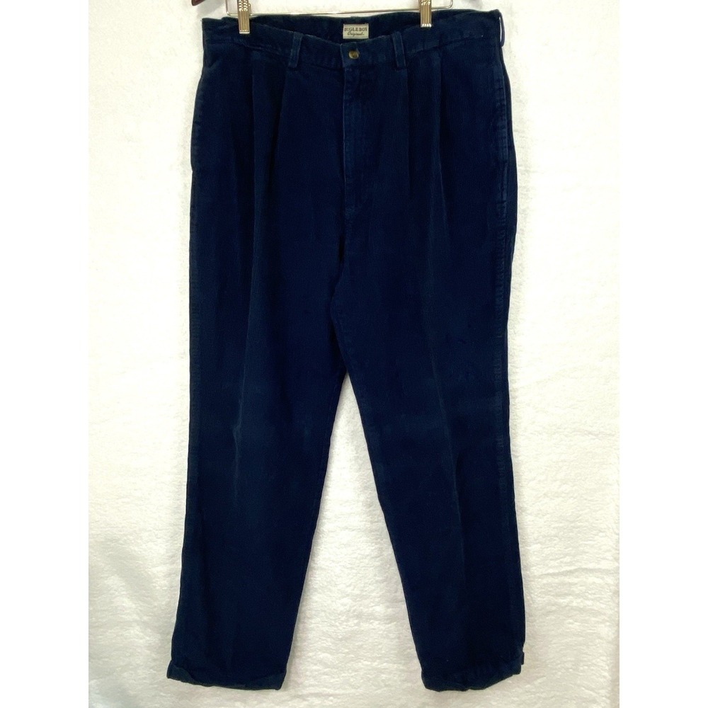 Bugle Boy Corduroy Pants Men 38x32 Blue Pleated Cuffed Cotton Vintage Y2K